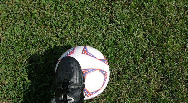           Foot on a soccer ball 