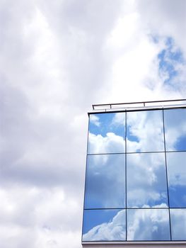 reflected sky on buildings windows