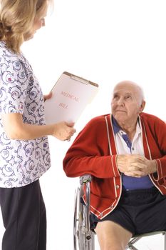 elderly patient talking to nurse