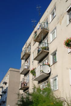 Renovated balconies in multi-family building.