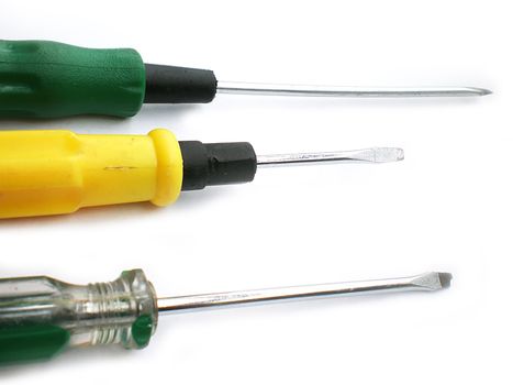 screwdrivers  on white background