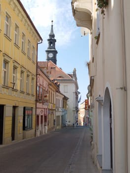 mini alley in historical center of Ceska Lipa, small town in Czech Republic