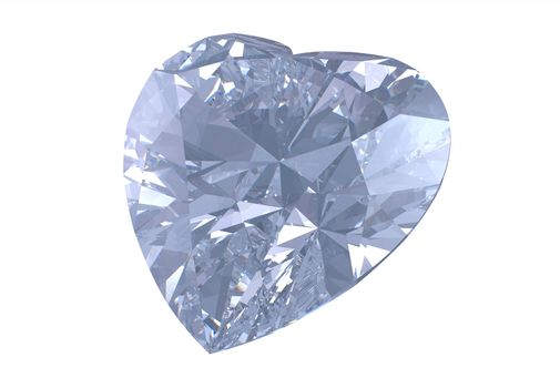 Heart shaped diamond isolated on white