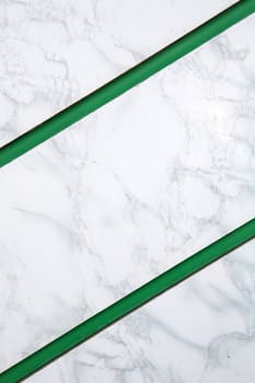 Texture, Marble Wall and Two Green Parallel Diagonal Strips, Background
