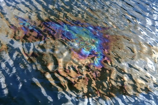 Texture, Waves on Water and Varicolored Gasoline Spot, Background