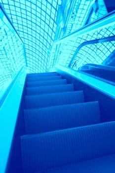 futuristic interior of the building with mechanical stairway