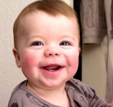 Closeup Portrait of a smiling baby  boy