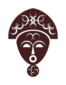 a drawing of an african mask on a white background