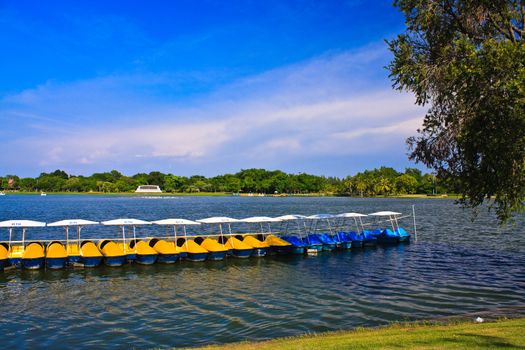 Pedal boat in lake