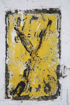 Abstraction, Black - Yellow "X" Drawing on Concrete Wall, Does Not contain protected elements, copyright, etc.