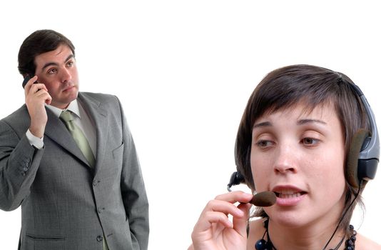 Woman secretary answering a call from a businessman