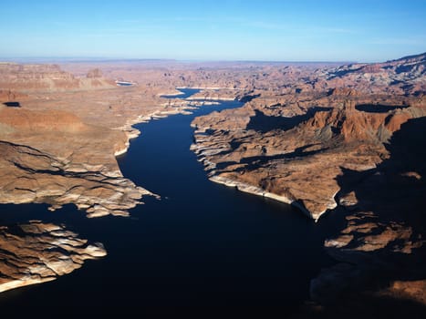 Aerial view of Lake Powell and Glen Canyon.