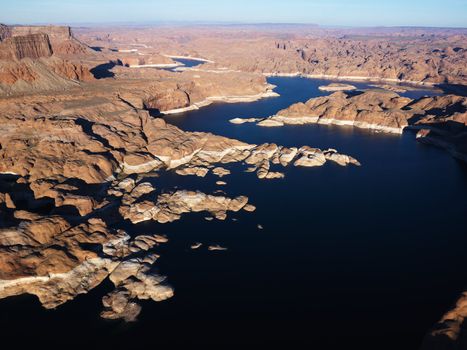 Aerial view of Lake Powell and Glen Canyon.