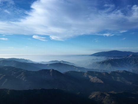 Aerial view of California mountain scenic.