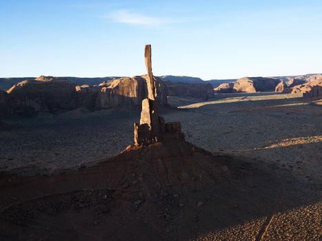 The Totem Pole sandstone rock formation in Monument Valley, Utah.