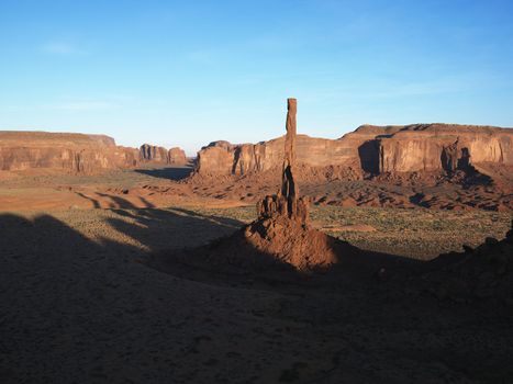 Buttes and mesas in southwest landscape of Monument Valley, Utah.