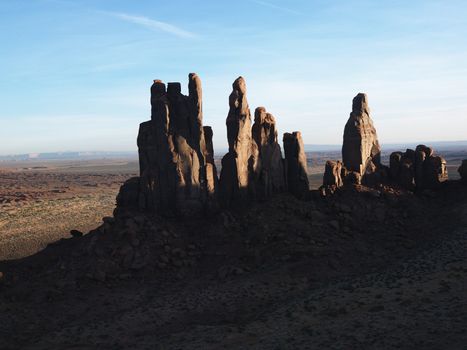 Desert southwest landscape with buttes in Monument Valley, Utah.