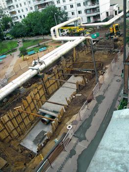  Repair of a gas pipe in the Moscow yard, Russia                              