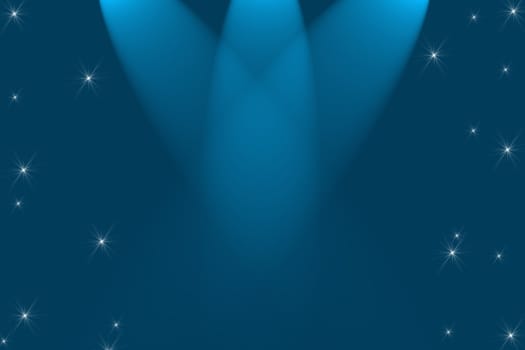 blue background stage with stars and lights