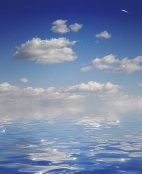 cloudy sky reflecting on ocean