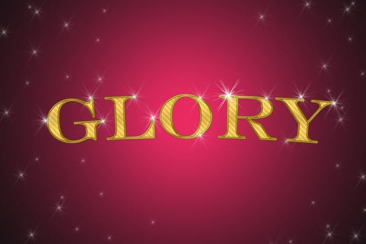 golden sign, written word glory on red background with stars
