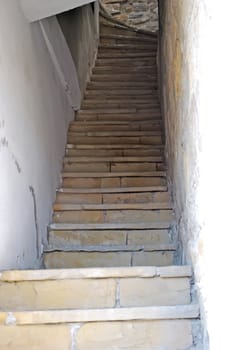 old stairs in abandoned house