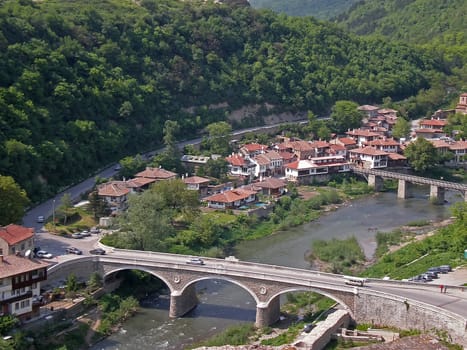 city view with old houses Veliko Turnovo Bulgaria