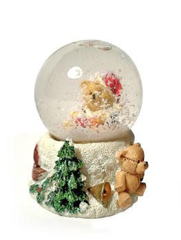 Christmas snow globe isolated on white   