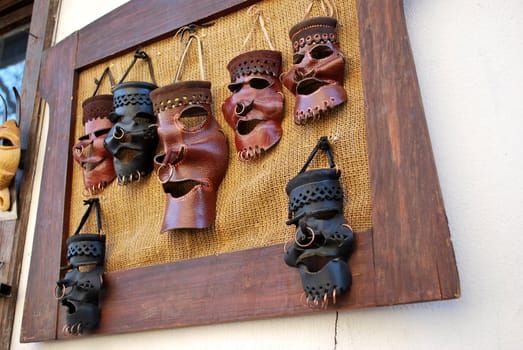 leather masks souvenirs in african style