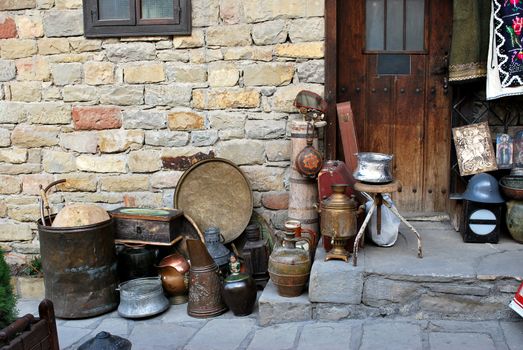 antique shop on a tourist street in Veliko Turnovo Bulgaria