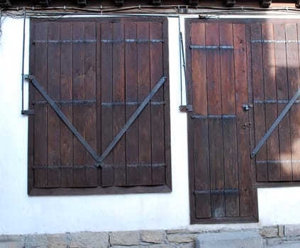 wooden window and door in old bulgarian style
