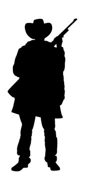 Silhouette of a cowboy holding a rifle 