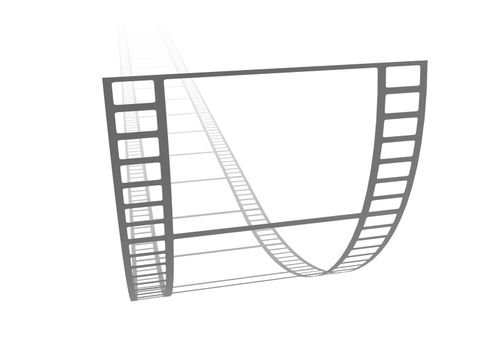 Illustration of a strip of curled transparent film 