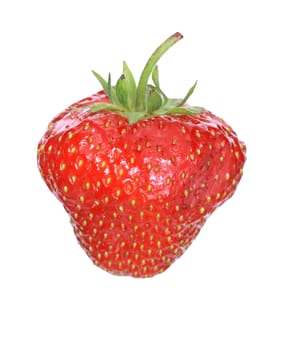 Closeup of fresh strawberry isolated on white background with clipping path