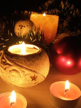 Christmas ornament with romantic candle light decoration