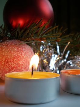 Christmas ornament with romantic candle light decoration 