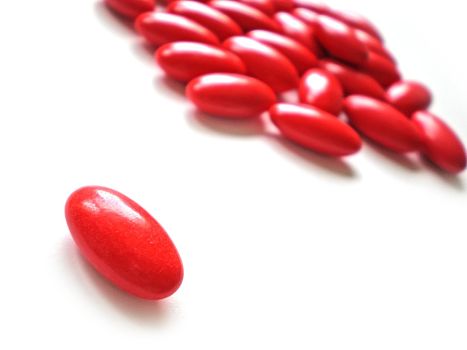 pile of pills isolated on white background   