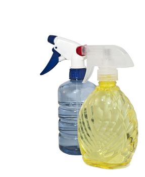 Sprayer yellow and blue on a white background