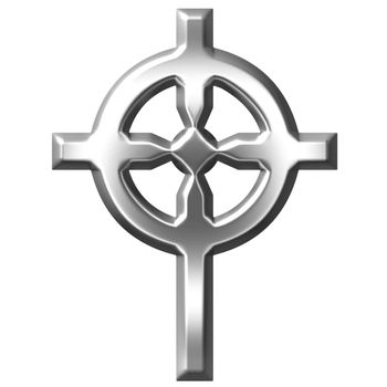 3d silver Celtic Cross isolated in white