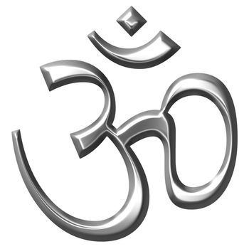 3d silver Hinduism symbol isolated in white
