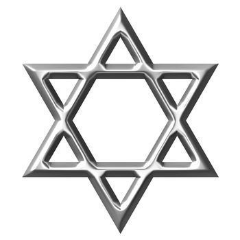 3d silver Star of David isolated in white