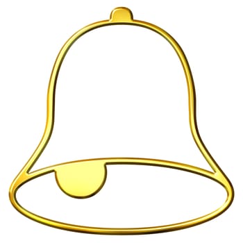 3d golden bell isolated in white