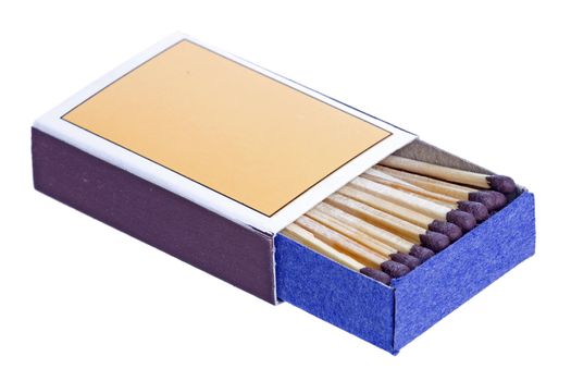 Isolated macro image of match sticks in a box.