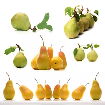 ripe pears isolated on a white...                           