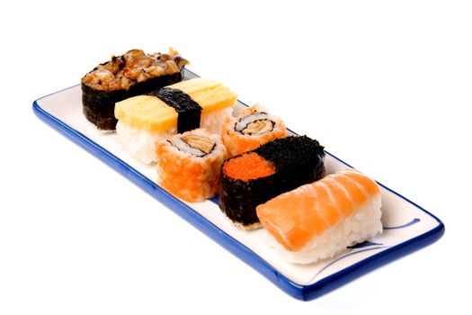 Isolated image of sushi on a plate.