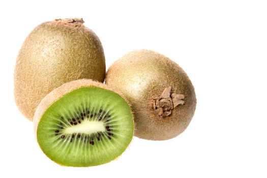 Isolated close-up image of Kiwi fruits.
