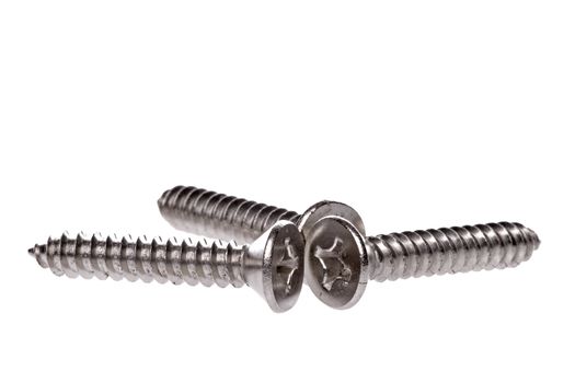 Isolated macro image of metal screws.
