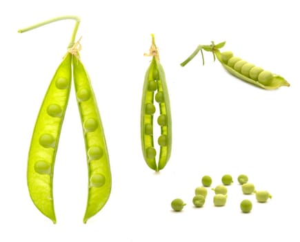 Garden fresh peas, on white                               