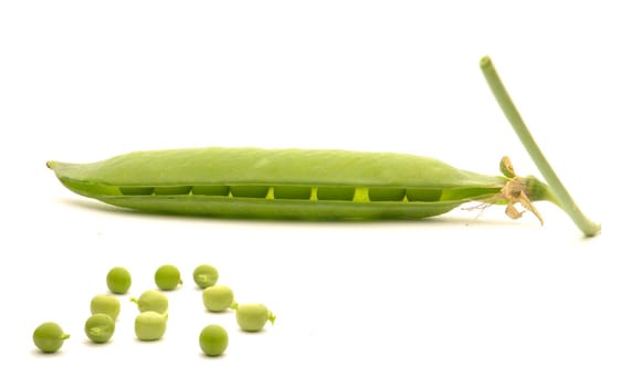 Garden fresh peas, on white                               