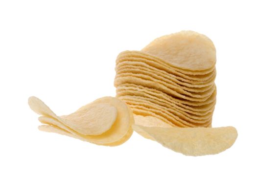 Isolated macro image of potato chips.